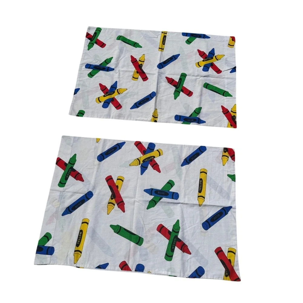 Perfect Fit Crayon Print Full Sheet Set Kids‎ Bedding Colorful Cotton Blend